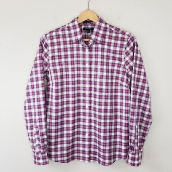 Lands’ End | Pink Plaid Button Down Shirt - Picture 1 of 6